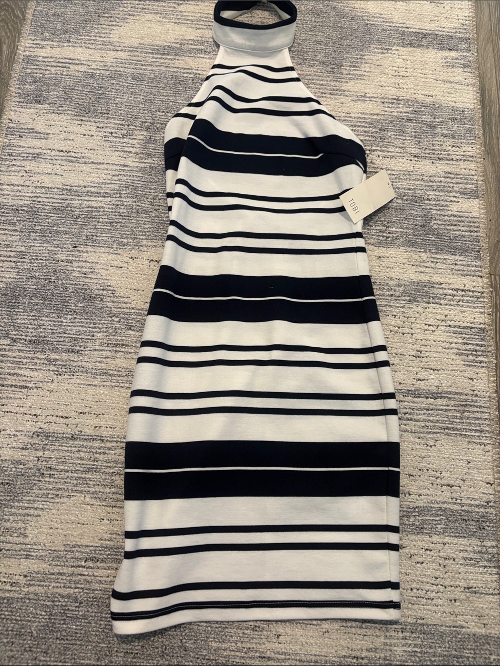 Tobi navy & White Striped Halter Mini Dress